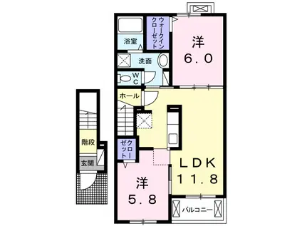 エアリーズ(2LDK/2階)の間取り写真