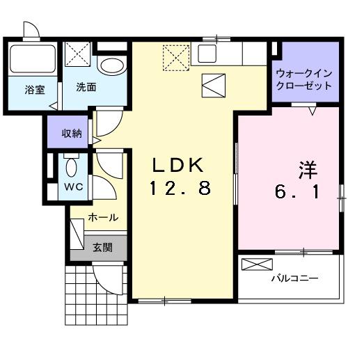 ポラリス2(1LDK/1階)の間取り写真