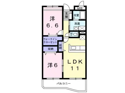 シャルマンコート広沢A(2LDK/1階)の間取り写真