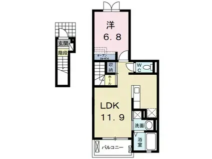 ニューパピリオン(1LDK/2階)の間取り写真