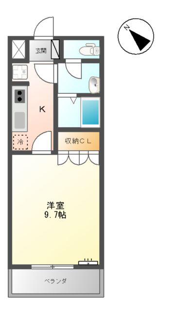 パルティールY(1K/1階)の間取り写真