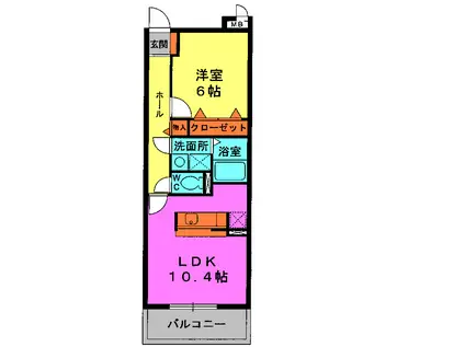 サニーブローテ住吉Ⅰ(1LDK/3階)の間取り写真