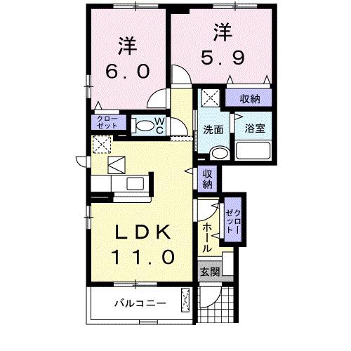 D-BELIEVE Ⅳ A(2LDK/1階)の間取り写真