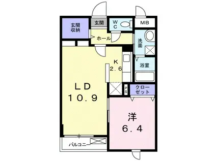 エレガント菅原(1LDK/2階)の間取り写真
