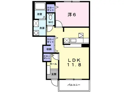 グランメールⅡ(1LDK/1階)の間取り写真