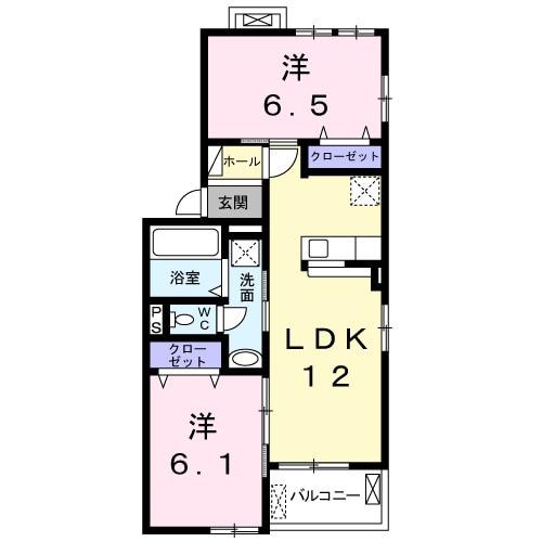 アーデント(2LDK/2階)の間取り写真