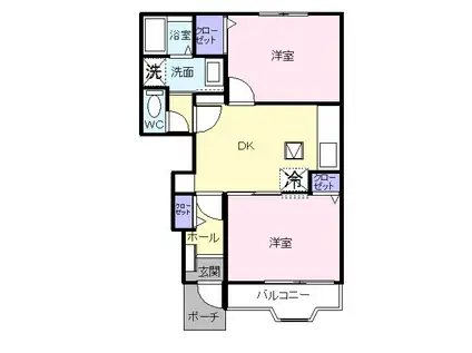 ディアコート鎌倉1(2DK/1階)の間取り写真