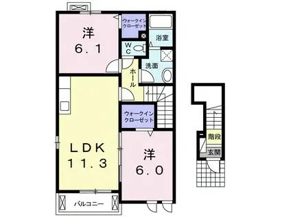 ファインB(2LDK/2階)の間取り写真