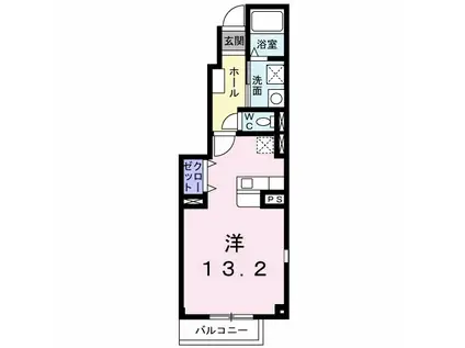 モデルノA(ワンルーム/1階)の間取り写真