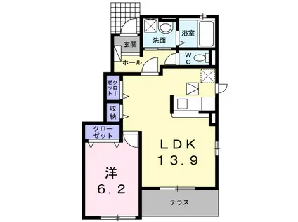 サンマリン(1LDK/1階)の間取り写真