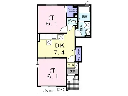 シャン・ド・フルールⅩⅦ 17(2DK/1階)の間取り写真