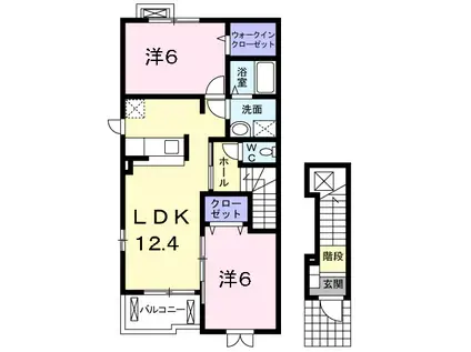 メゾンアルモニー1(2LDK/2階)の間取り写真