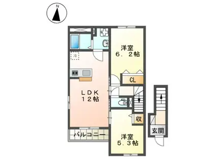 ヴェルジュ(2LDK/2階)の間取り写真