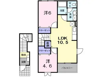 イーリスⅠ(2LDK/2階)の間取り写真