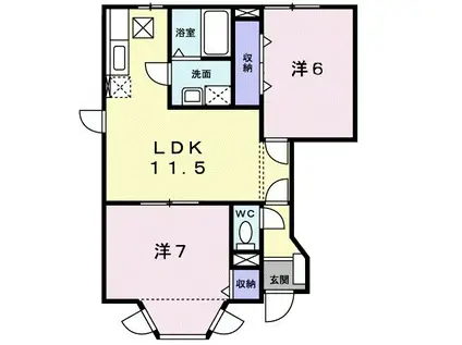 ヴィラパルテール(2LDK/1階)の間取り写真