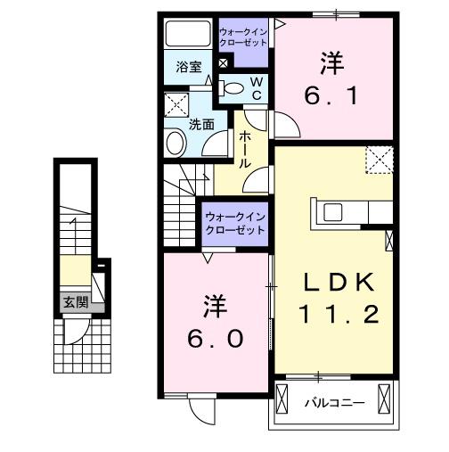 エレガンスⅠ(2LDK/2階)の間取り写真