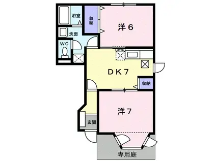 クレストールモリカミ(2DK/1階)の間取り写真