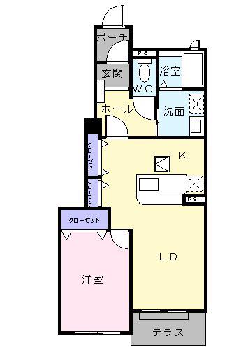 タウンヒルズⅢ(1LDK/1階)の間取り写真