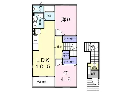 アースブラウンK・TⅢ(2LDK/2階)の間取り写真
