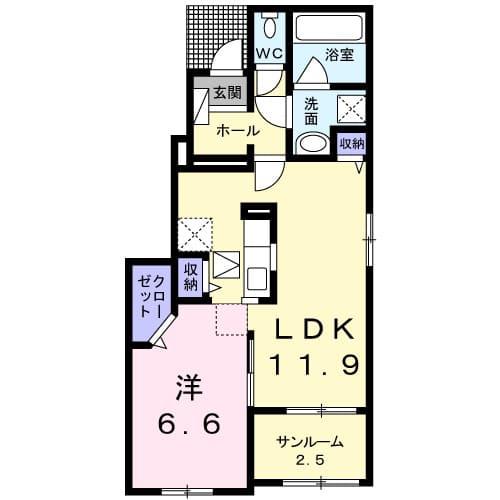 COLORS Ⅰ(1LDK/1階)の間取り写真