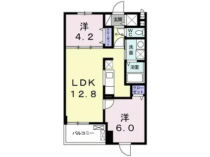 エムズアーク松城(2LDK/4階)の間取り写真