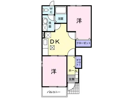 クラージュ(2DK/1階)の間取り写真