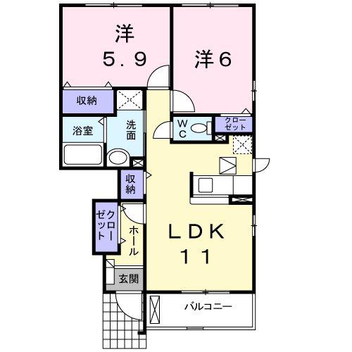 鶴見スクエアⅡ(2LDK/1階)の間取り写真