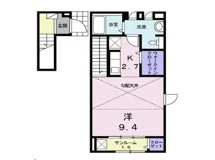 アグレアーブル アン(ワンルーム/2階)の間取り写真