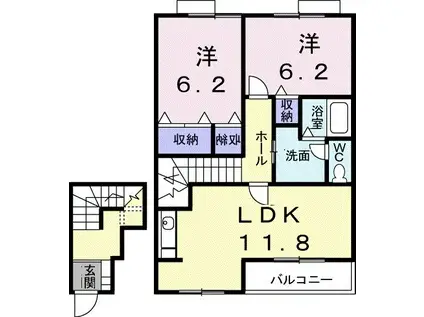 グランメール・U(2LDK/2階)の間取り写真