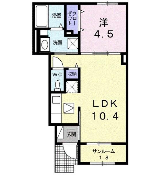 ヴィクトリー Ⅲ(1LDK/1階)の間取り写真
