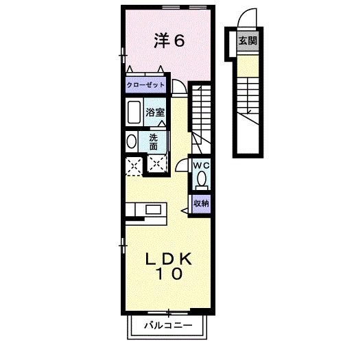 レイクウイン(1LDK/2階)の間取り写真