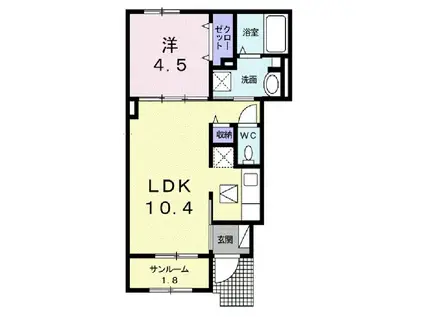 ベル・プロムナードⅤ(1LDK/1階)の間取り写真