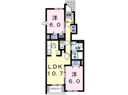 メゾンクレールⅠ(2LDK/1階)の間取り写真