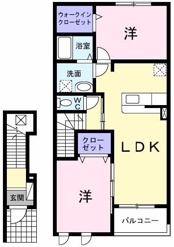フォルシュⅡ(2LDK/2階)の間取り写真