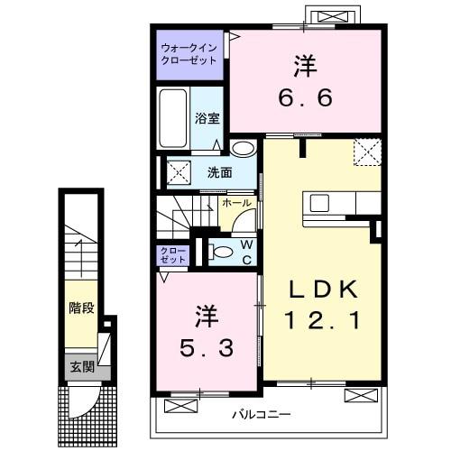 プレジールⅢ(2LDK/2階)の間取り写真