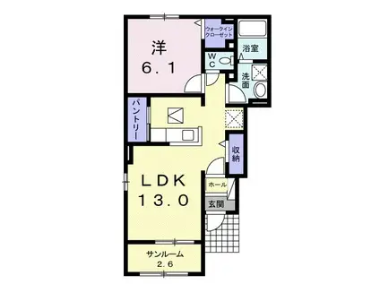 メゾンカーメルⅡB(1LDK/1階)の間取り写真