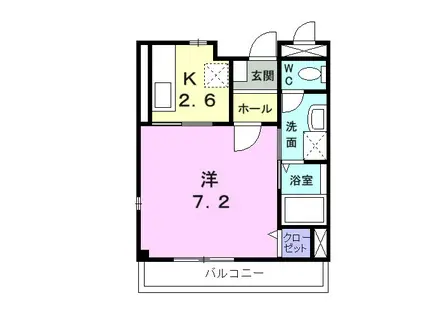 サンセールミリューⅡ(1K/2階)の間取り写真