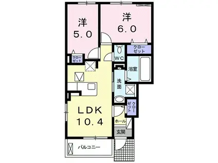 クレッシェンド ビータ(2LDK/1階)の間取り写真