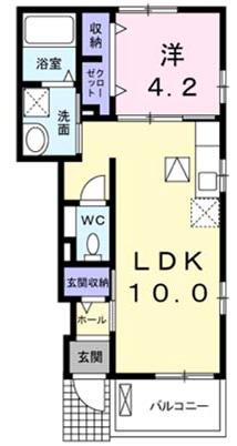 サン・ルーチェⅢ(1LDK/1階)の間取り写真