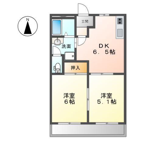 メゾンクレストール(2DK/1階)の間取り写真