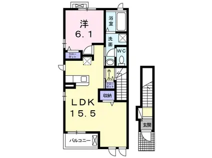 BENEVOLENCE Ⅱ(1LDK/2階)の間取り写真