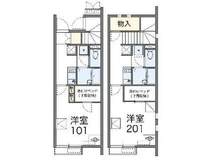 レオネクストなごみ(1K/2階)の間取り写真