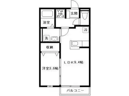 ヨーコーちはら台C(1LDK/1階)の間取り写真