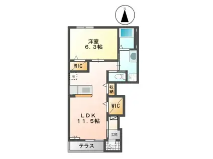 RUBY Ⅶ(1LDK/1階)の間取り写真