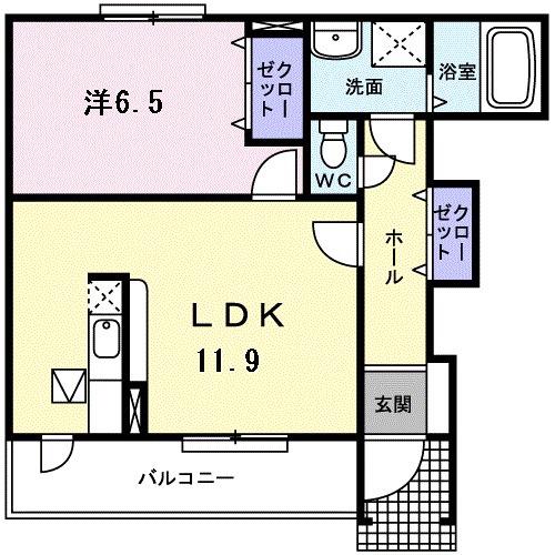 フレッサⅡ(1LDK/1階)の間取り写真