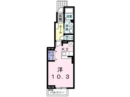 サンリットファミーユⅠ(ワンルーム/1階)の間取り写真