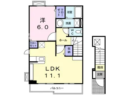 シャレーヤマタキⅡ(1LDK/2階)の間取り写真