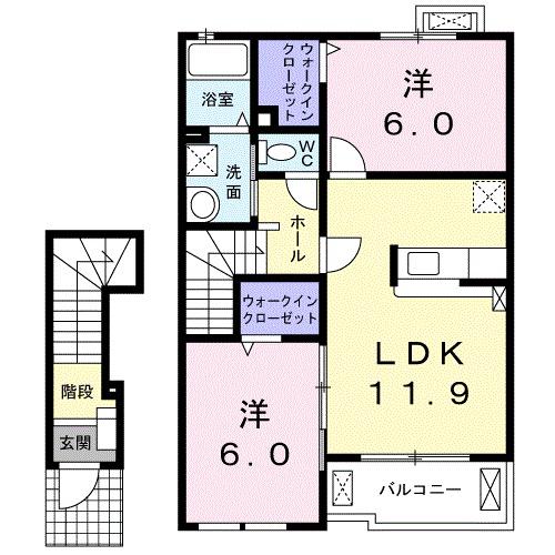 ル・ブリヤン(2LDK/2階)の間取り写真