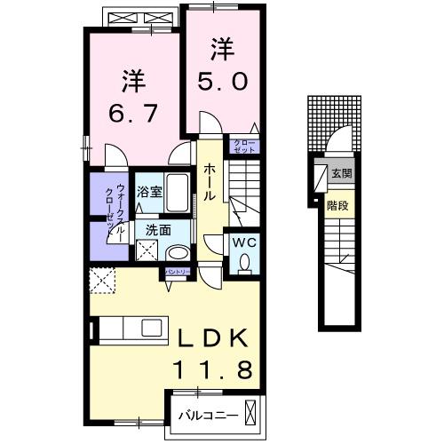 スザンヌ ランラン(2LDK/2階)の間取り写真