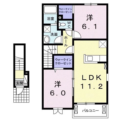 シャインメモリー Ⅰ(2LDK/2階)の間取り写真
